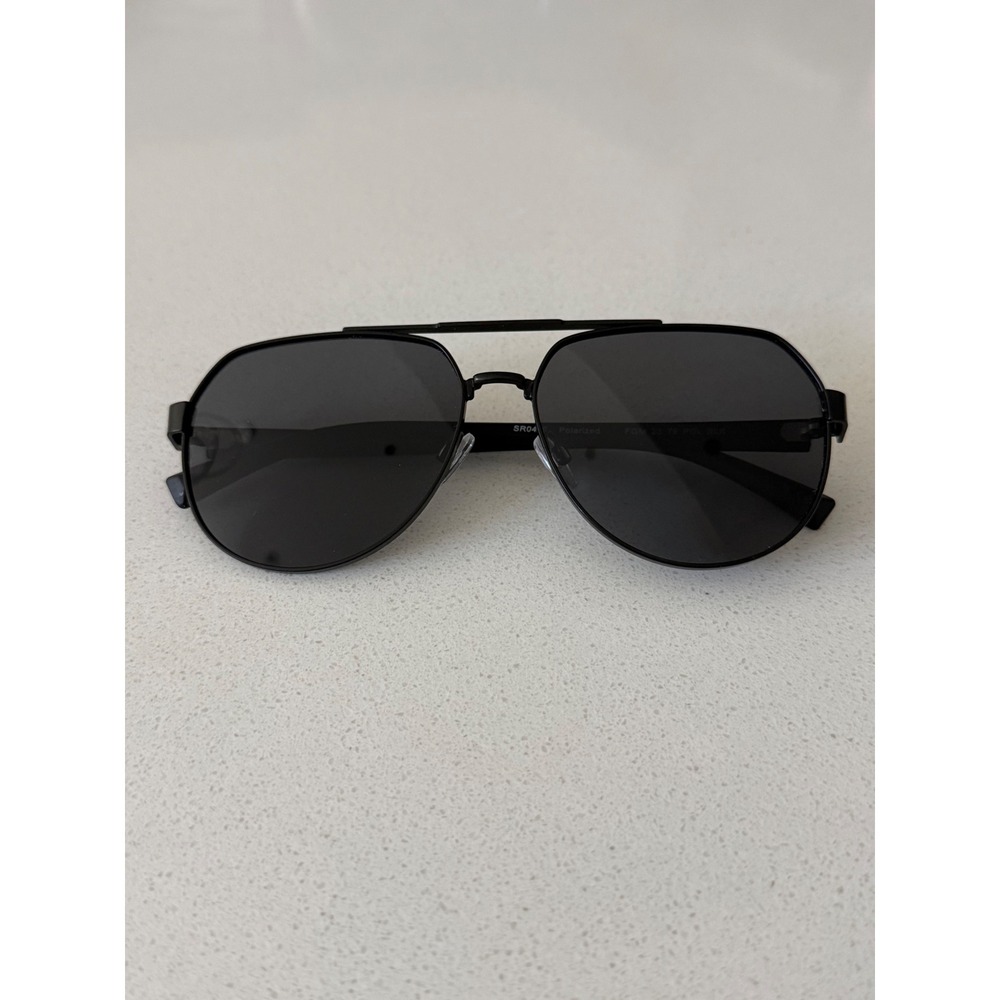 Foster Grant SR0425 Mens Black Polarized Aviator Sunglasses Double Bridge